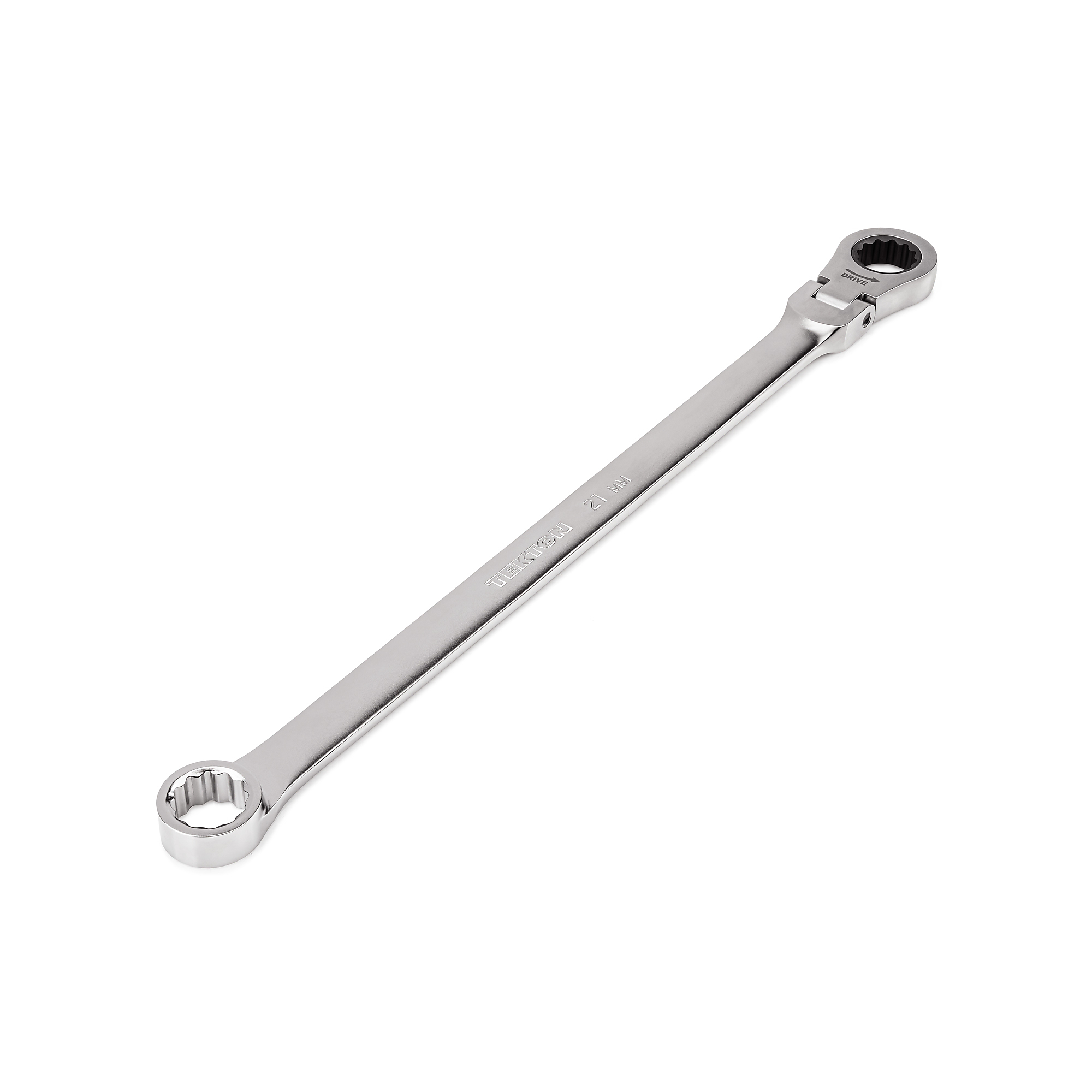 TEKTON 21 mm Long Fixed/Flex Head 12-Point Ratcheting Box End Wrench | WRB35421